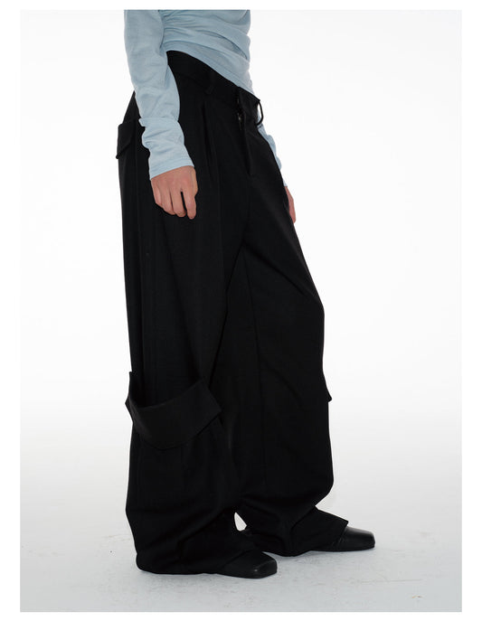 Double pocket pleated casual pants