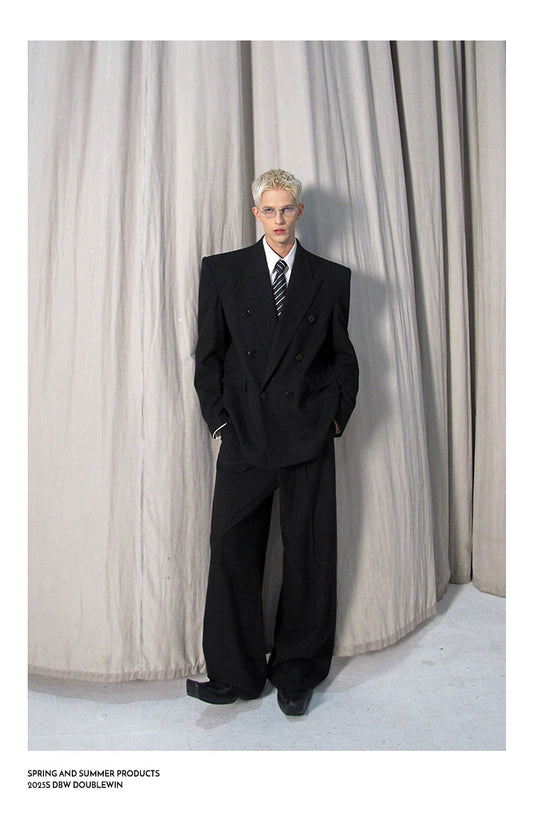 High-Quality Wool Blend Black Suit