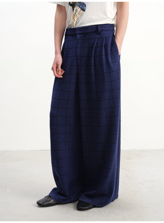 Checkered Pleated Casual Pants