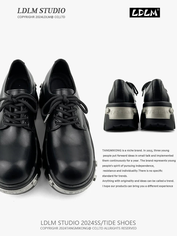 Thick Sole PU Leather Derby Shoes