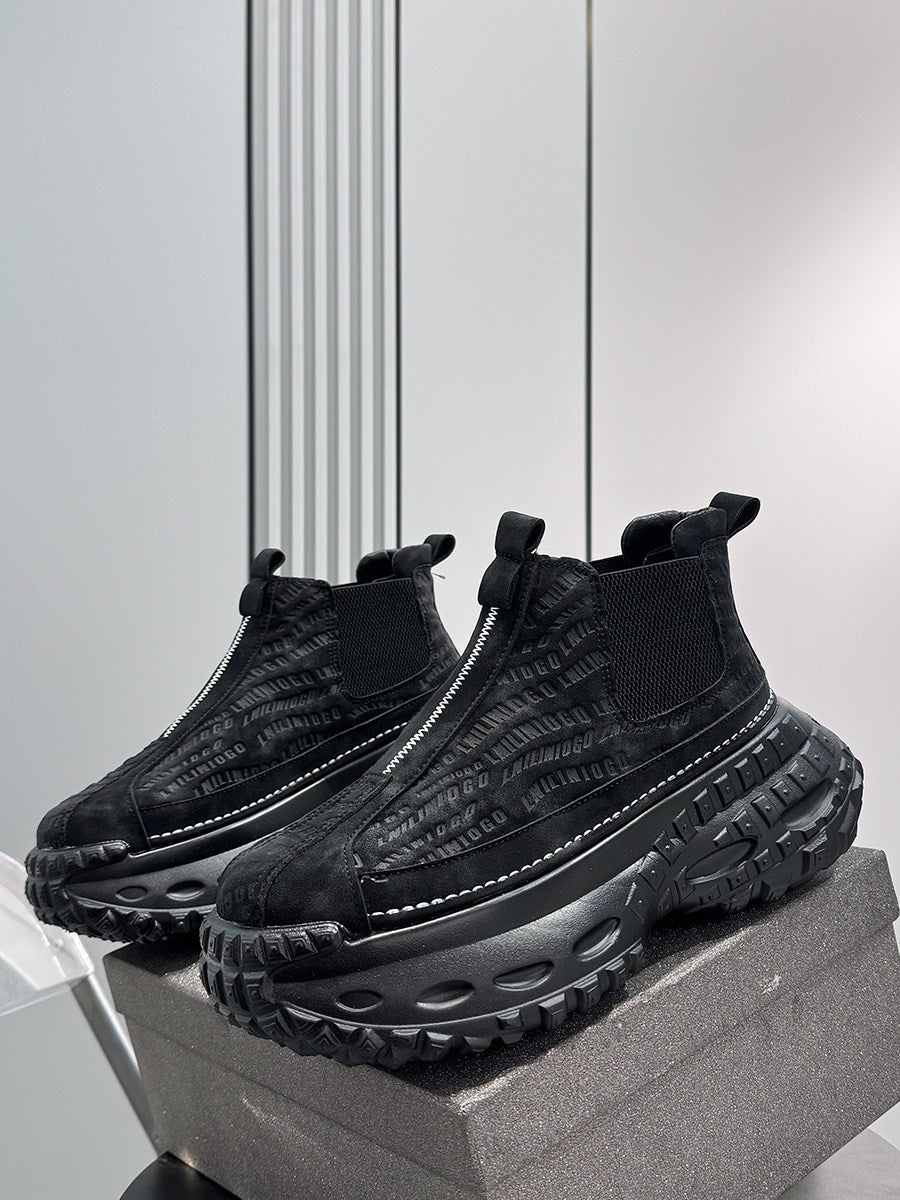 Embroidery Side Gore Chunky Sole Sneakers