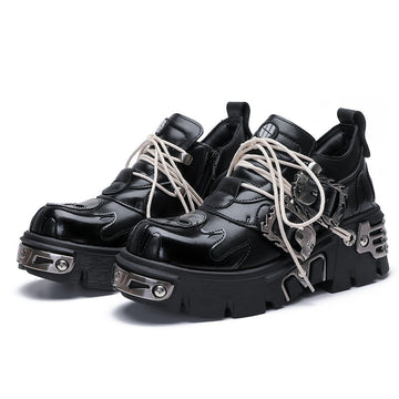 Metal Detail Chunky Sole Derby Leather Shoes