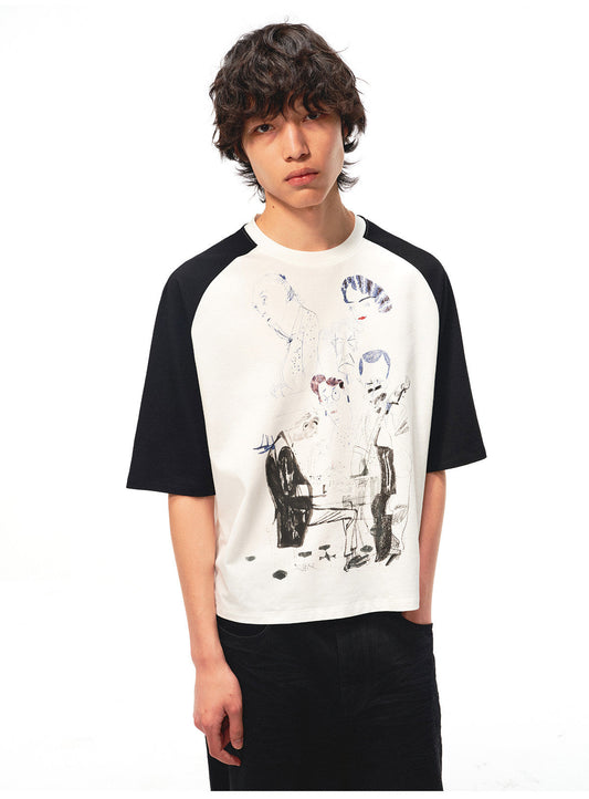 Raglan-Print Quick-Dry T-Shirt