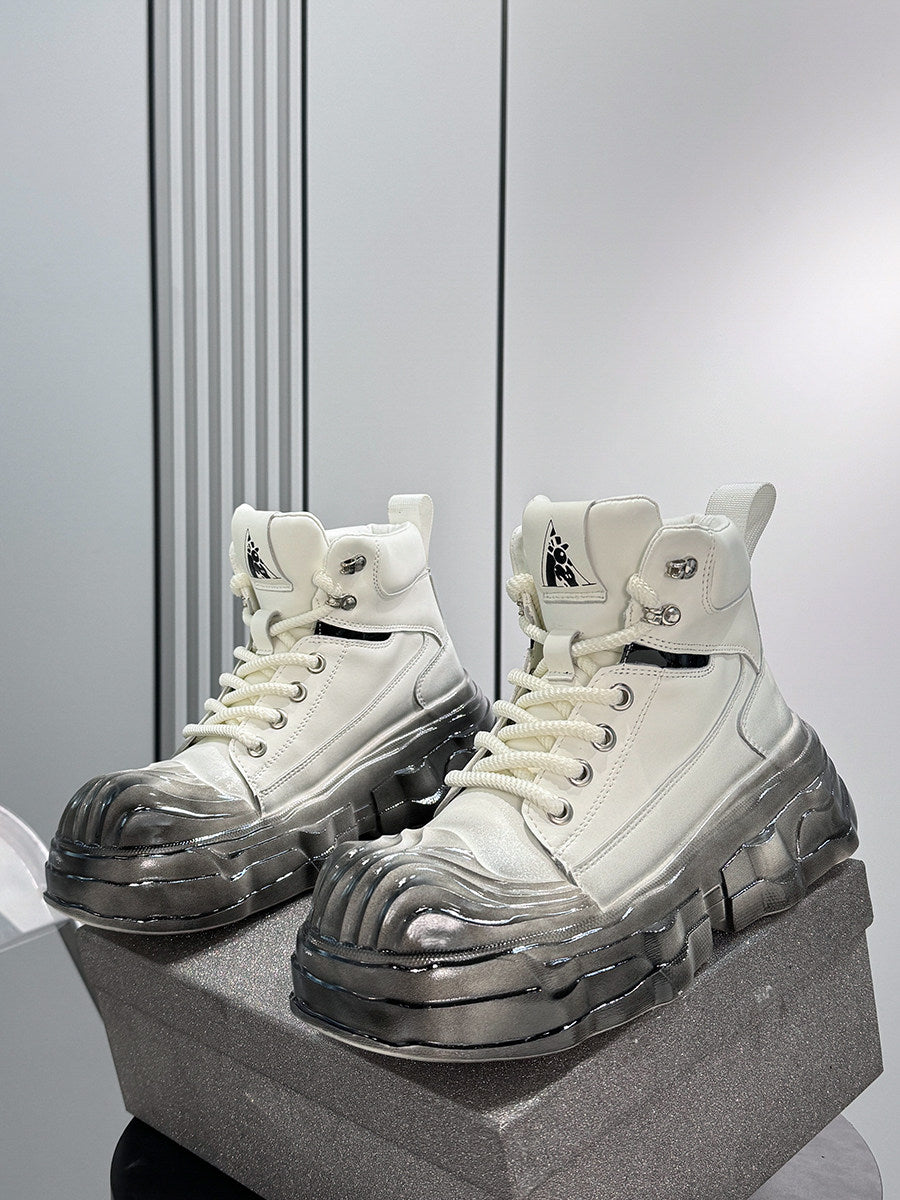 Metal Toe Lace Up Platform Short Boots