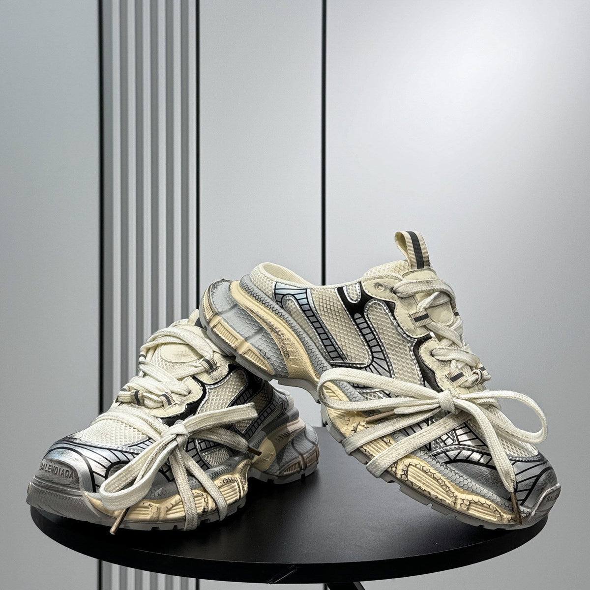 Metallic Panel Rope Lace Slip-On Shoes