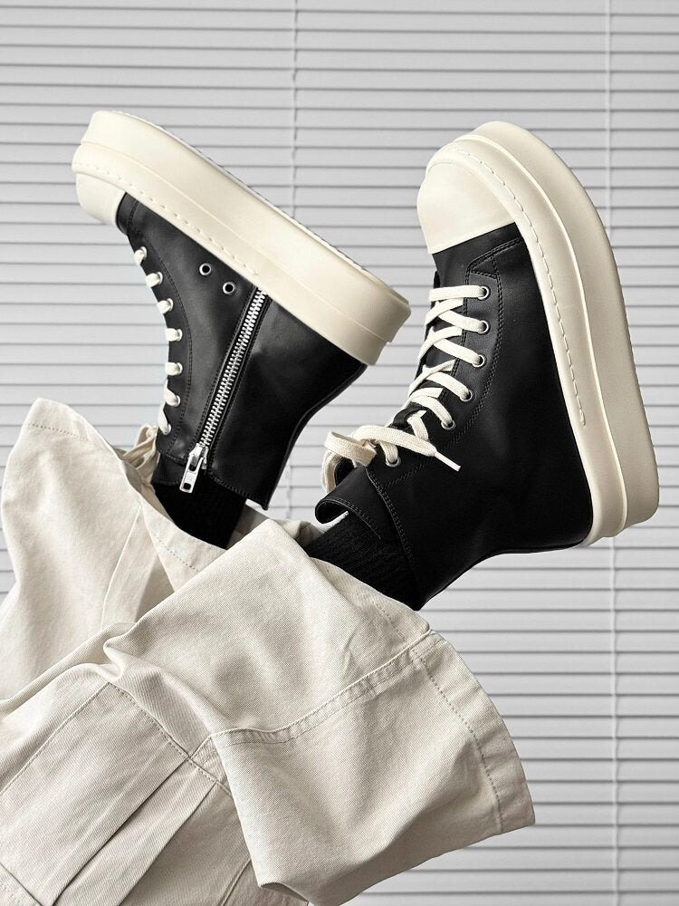 Lace Up Side Zipper Thick Sole Short Boots