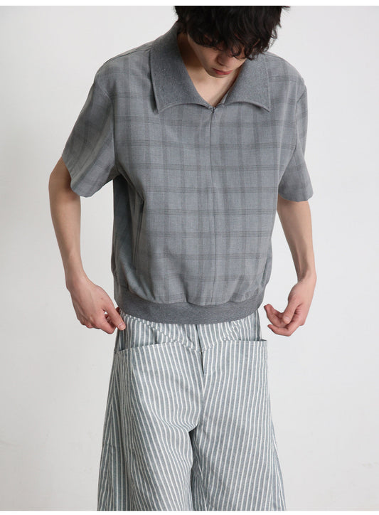 Half-Zip Checkered Shirt
