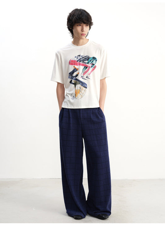 Checkered Pleated Casual Pants