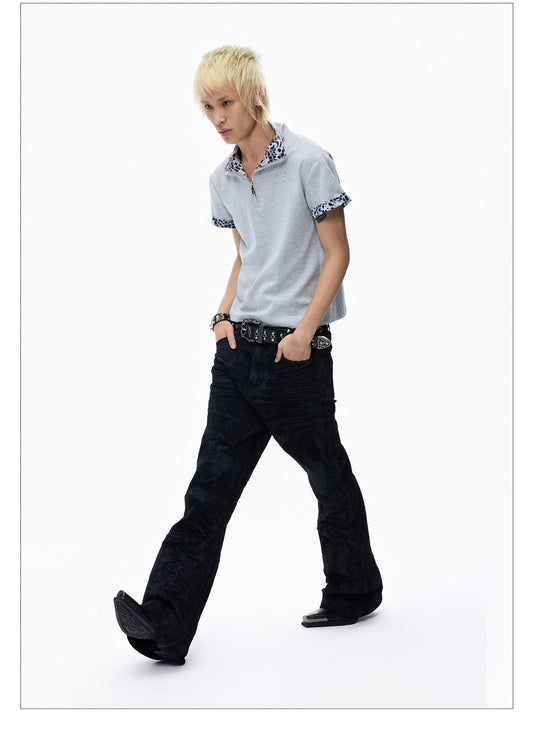 Two-piece Leopard Slim-fit Short-sleeve T-shirt