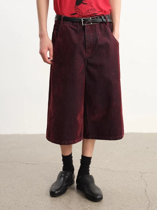 Herringbone-patterned corduroy cropped pants