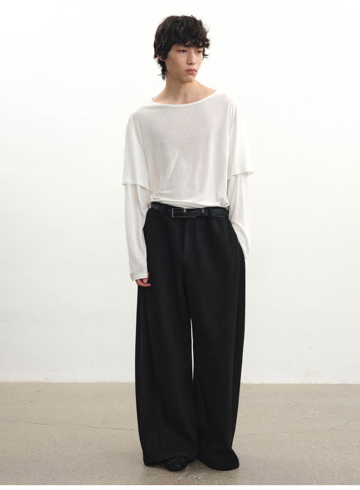 Side-Pleated Casual Pants
