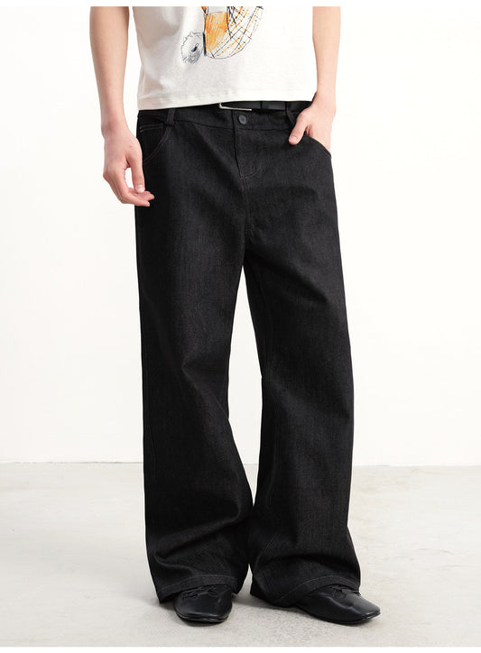 Double-Waist Raw Denim Pants