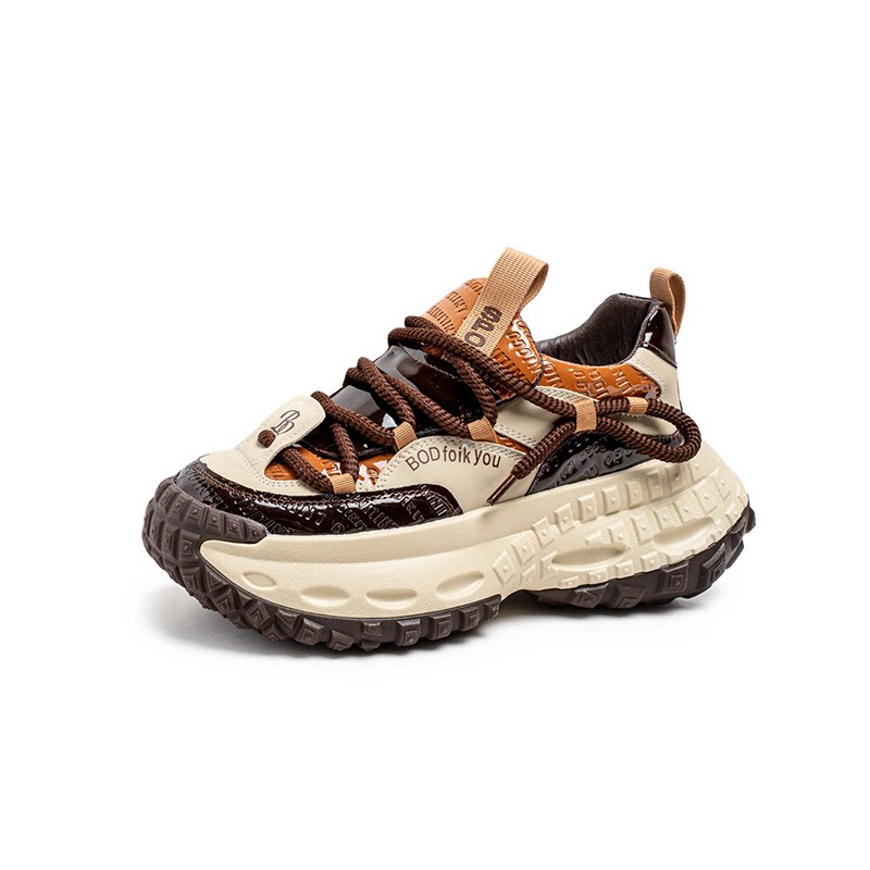 Color Block Chunky Sole Lace-Up Sneakers