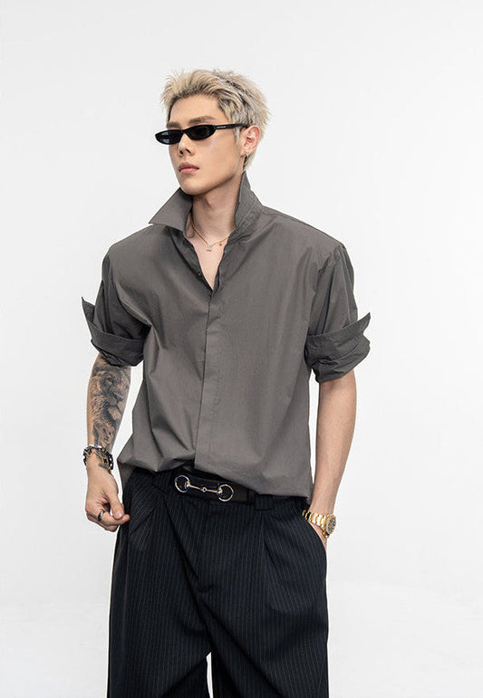 Roll-Up Sleeve Wide Shirt