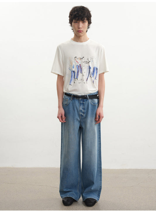 Straight Leg Washed Jeans