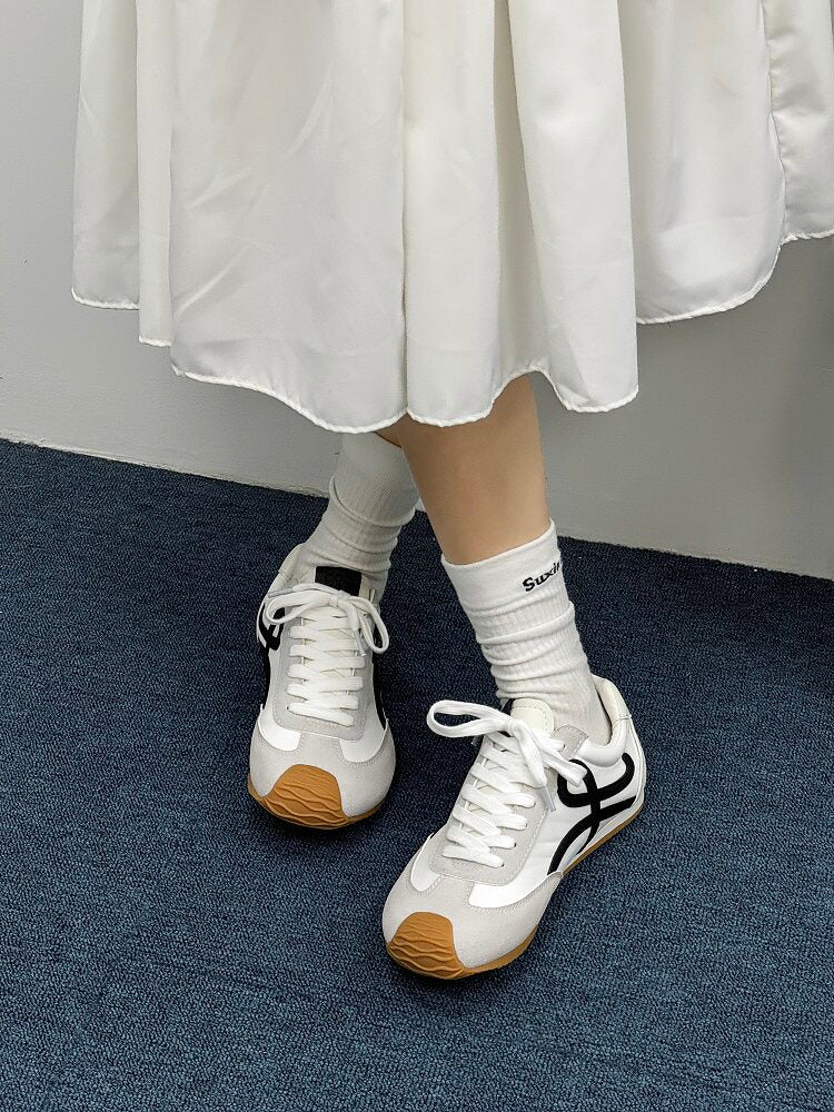 Suede Panel Lace Up Sneakers