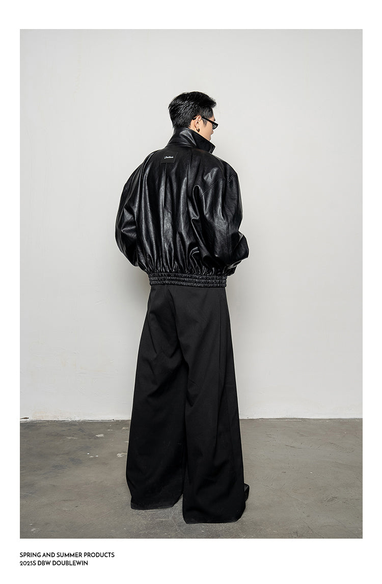 Draping Leather Jacket