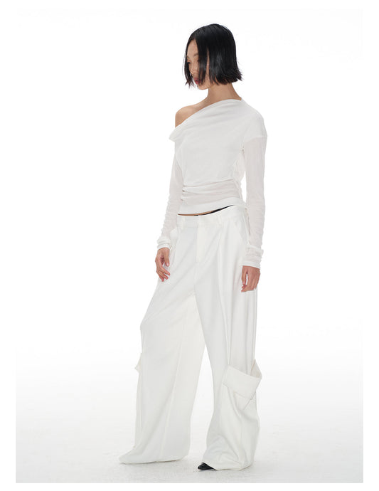 Double pocket pleated casual pants