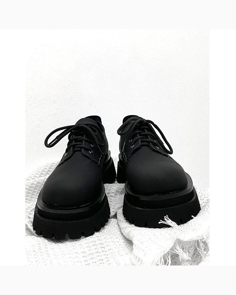 Thick-Soled Chunky Black Platform Derby Shoes