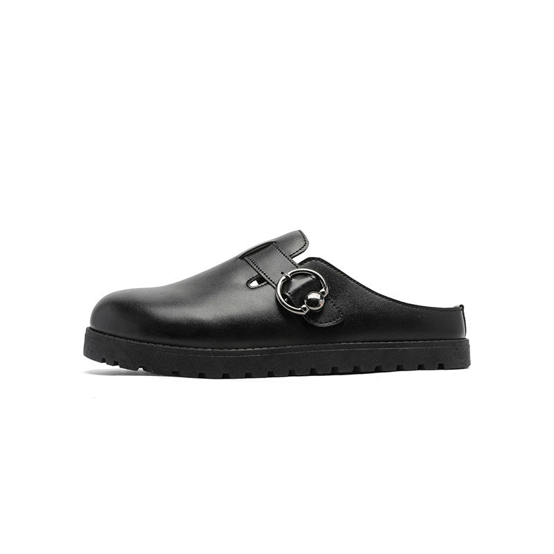 Metal Ring Strap Slip-On Mules