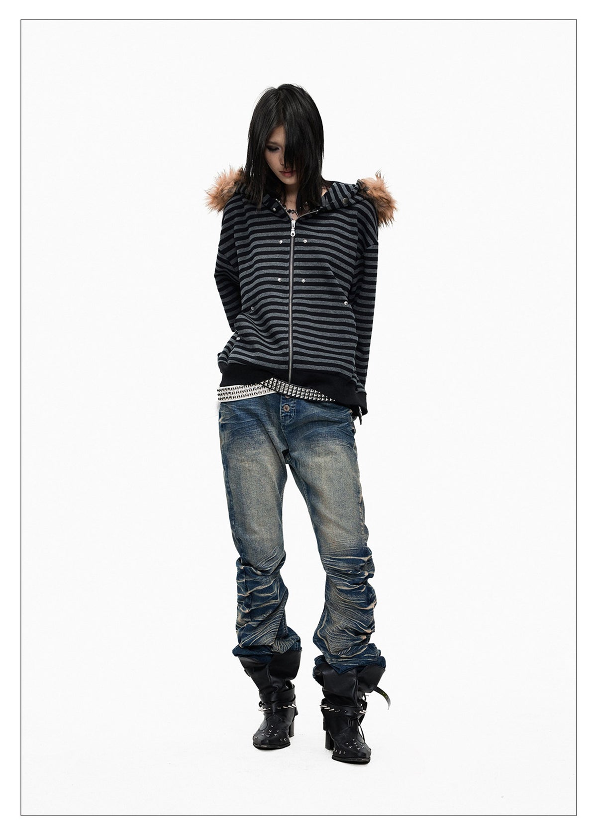 Blue Washed Whisker Cut Skinny Jeans