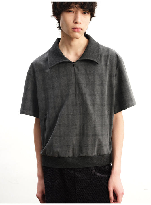 Half-Zip Checkered Shirt