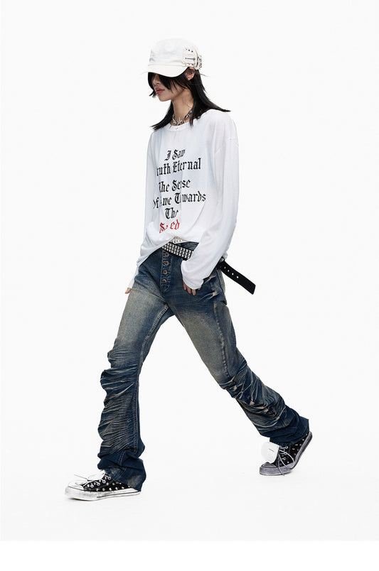 Blue Washed Whisker Cut Skinny Jeans