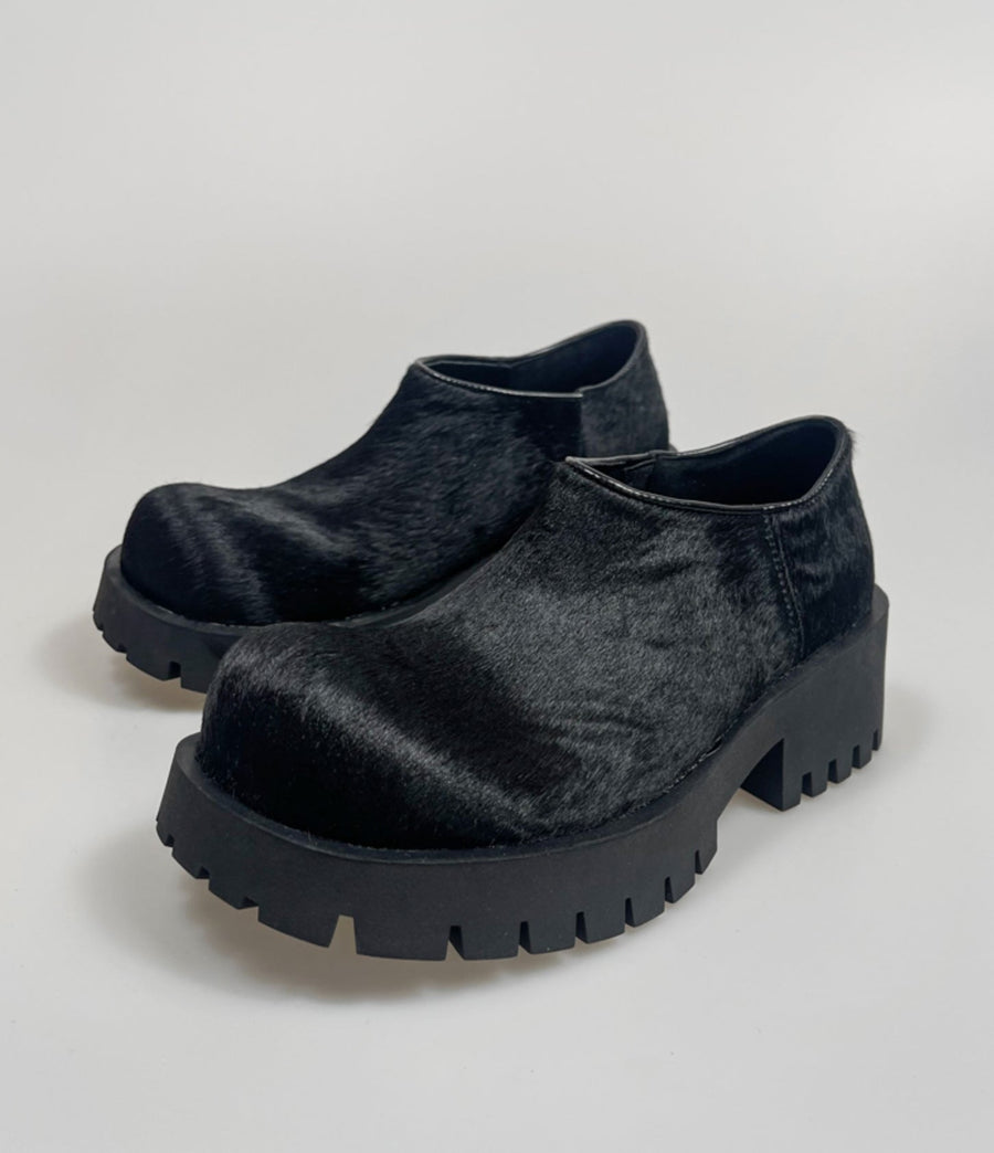 Pony Hair Chunky Sole Derby Shoes