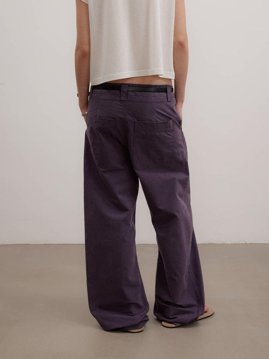 Solid Pleated Curved Cut Pants