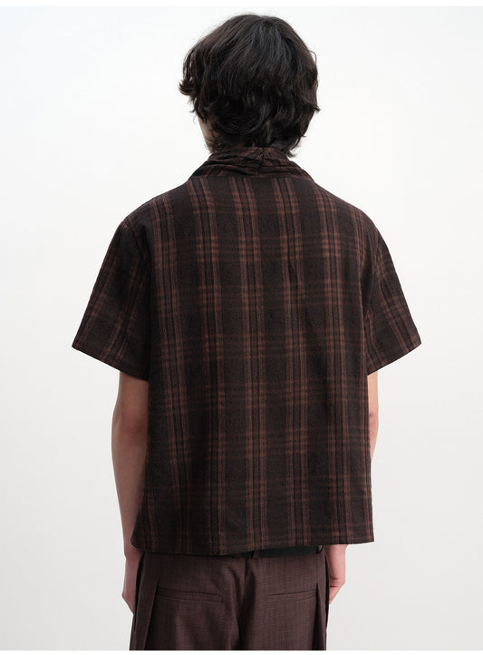 Pleated Cross-Neck Shirt
