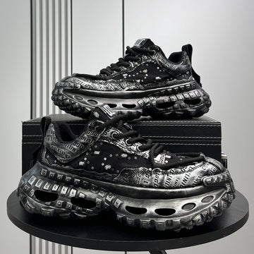 Denim Embroidery Air Sole Chunky Sole Sneakers