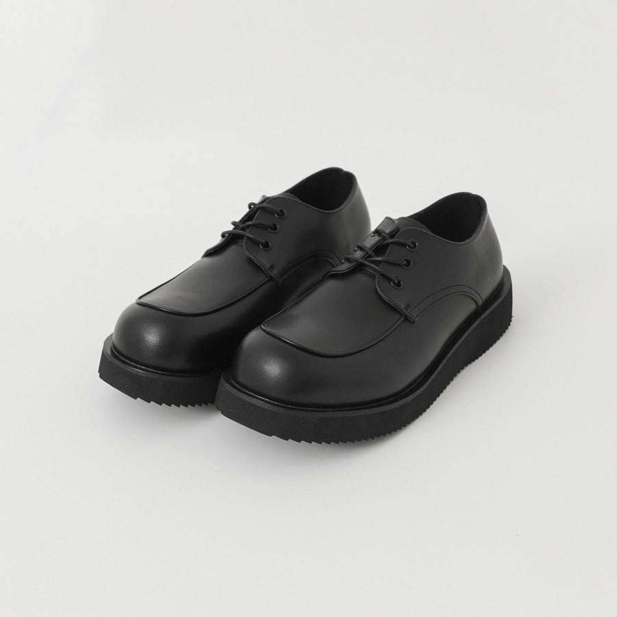 Thick Sole Lace-Up PU Leather Derby Shoes