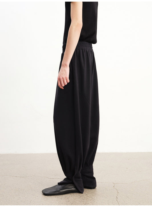 Casual Pants with Velcro Pleats and Elastic Waistband