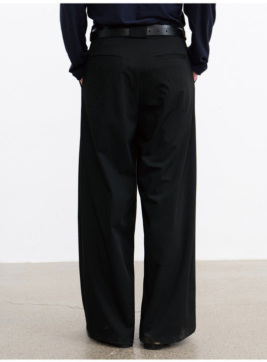 Checkered Color-Blocked Loose-Fit Casual Pants