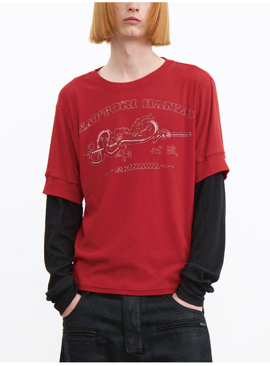 Faux Two-Piece Print T-Shirt
