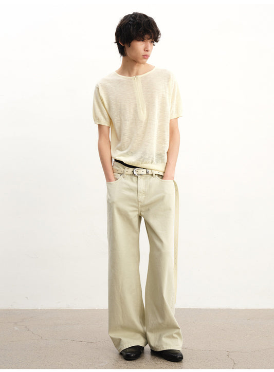 Semi-sheer Half-Zip Shirt