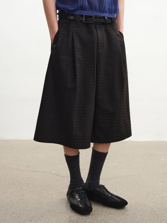 Houndstooth Gathered Shorts