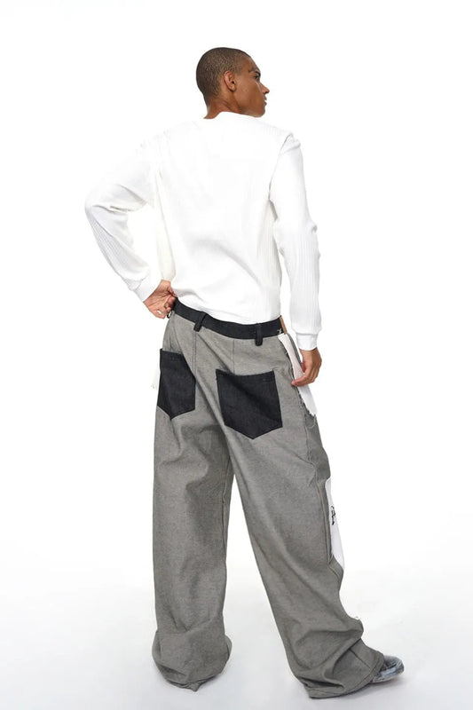 Reversed Patchwork Denim Pants