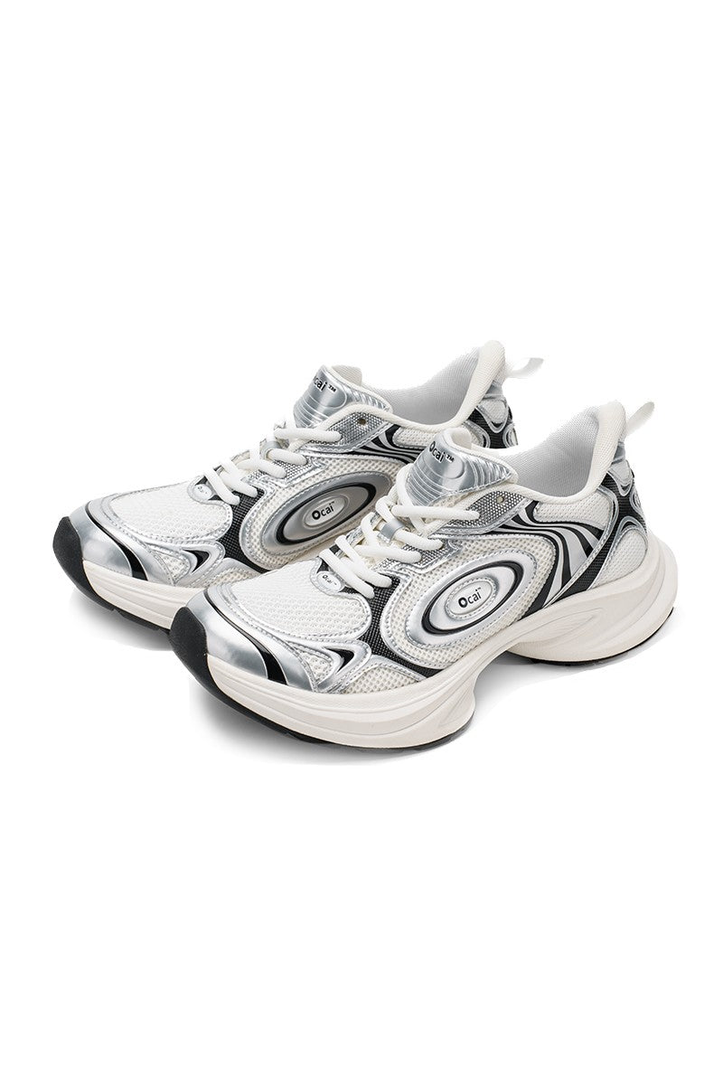 Silver White Disk Runtech Sneakers
