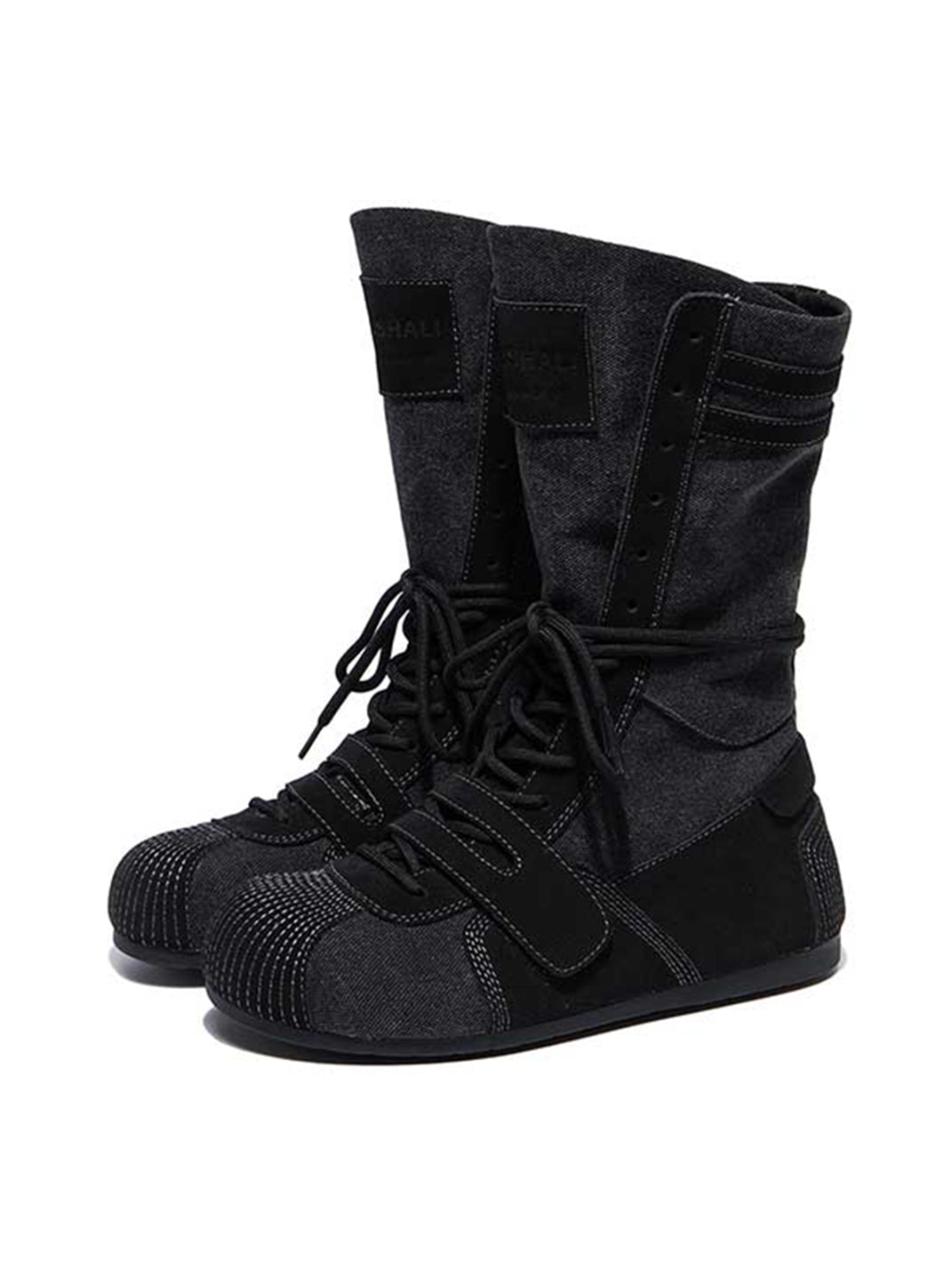 Black Knockout Pro Hybrid Velcro Boxing Trainer Boots