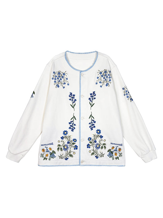 Botanical Embroidery Heavyweight Cotton Sweatshirt