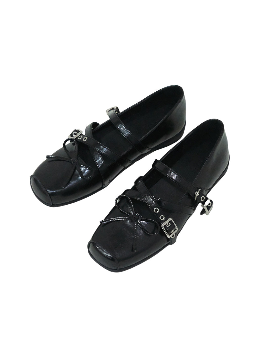 Black Bow-Knot Studded Flats