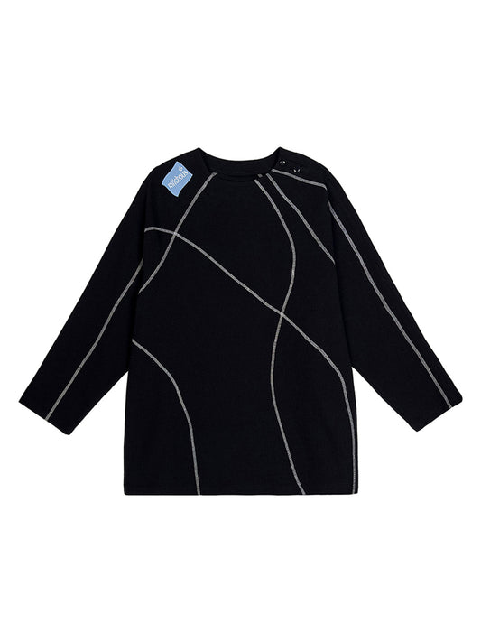 Contrast Stitch Waffle Knit Long Sleeve Sweatshirt