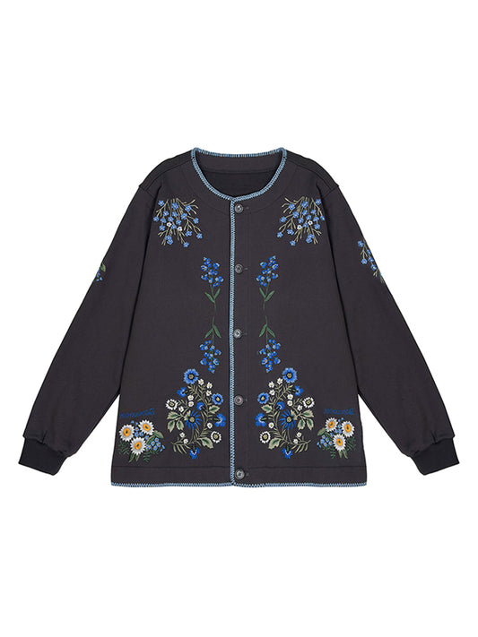 Botanical Embroidery Heavyweight Cotton Sweatshirt