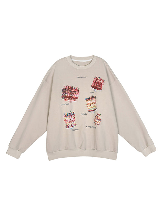 Cake Print Heavyweight Cotton Sweatshirt