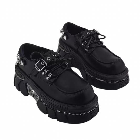 Belt back chain design gimmick black sneaker boots HL3249