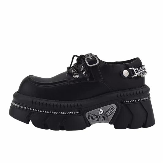 Belt back chain design gimmick black sneaker boots HL3249