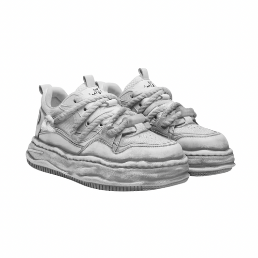Gray stained design platform sneakers HL3237