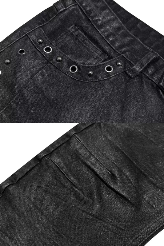 Waxed Seam Eyelet Rivet Banana Jeans