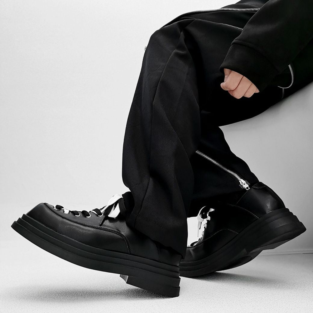 British style square toe thick derby shoes
